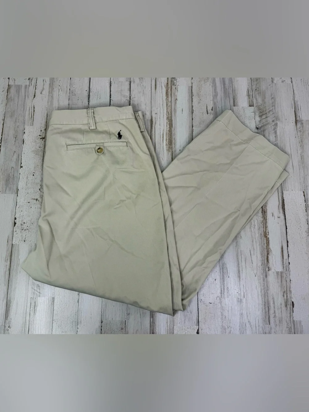 Polo Ralph Lauren 38x29 Classic Fit Beige Cotton Twill Casual Pants Men's